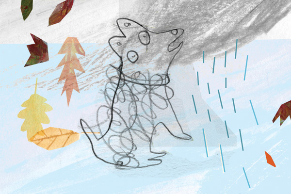 Hund Herbst Laub Regen